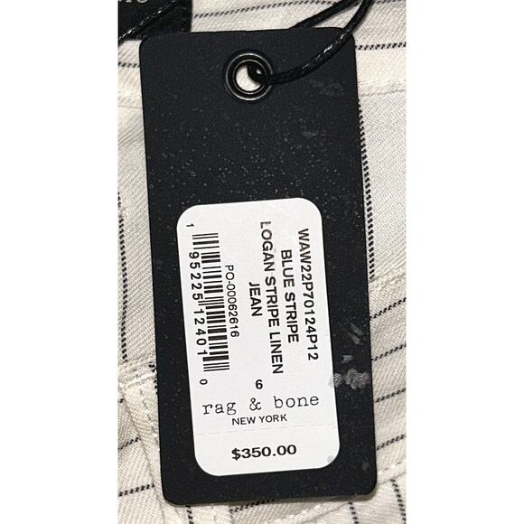 NWT rag & bone Logan Stripe Wide Leg Linen Cotton Blend Jeans 6 28X31 - Picture 7 of 8